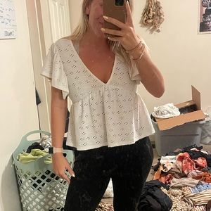 Cute white floral blouse